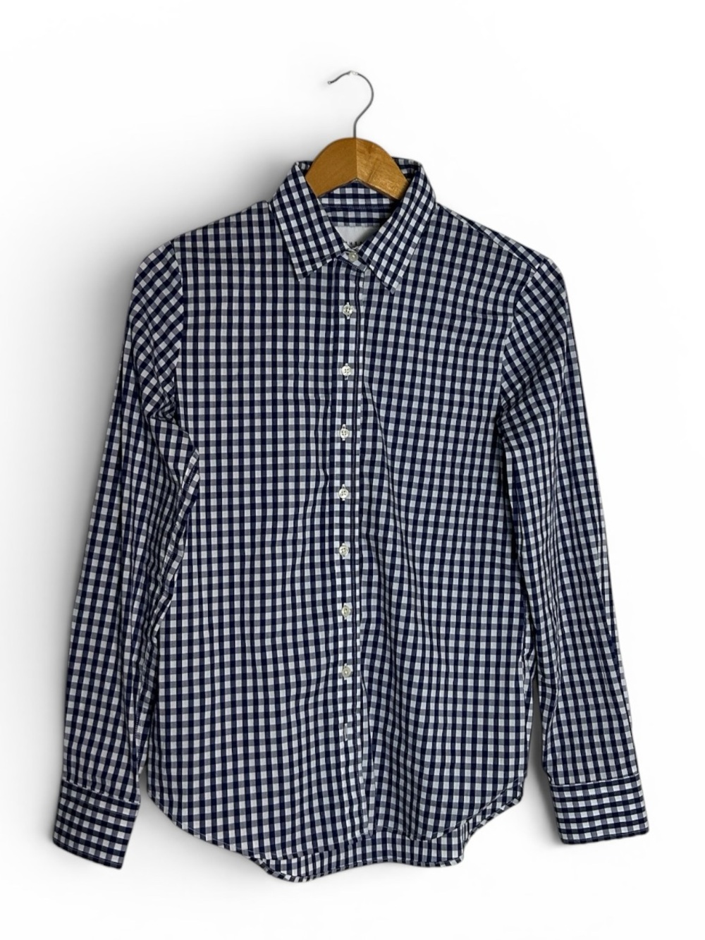 The Shirt By Rochelle Behrens Navy Gingham Button Down Size S - Picture 3 of 7